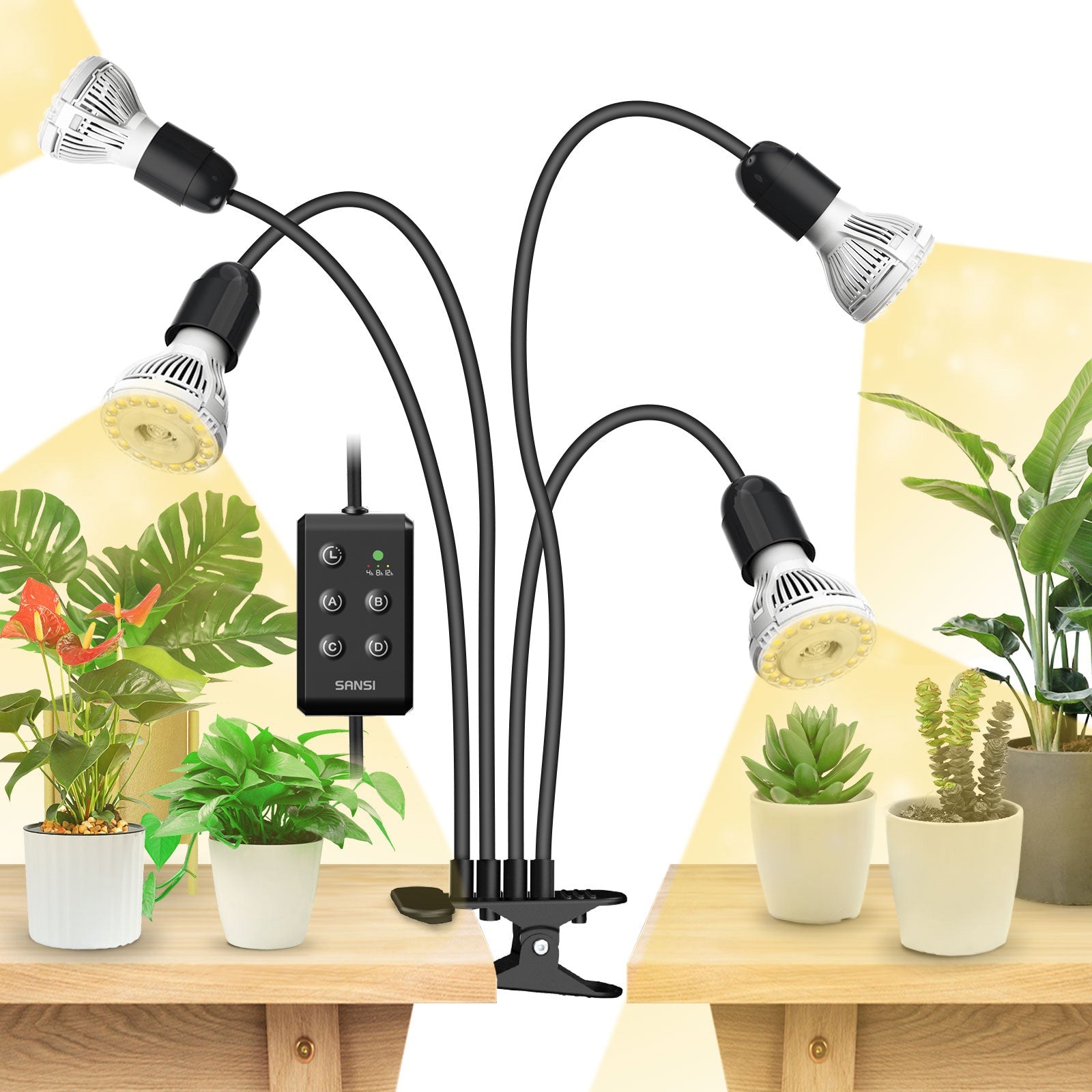 10W 40W Adjustable Multi Head Clip on Grow Light With Timer US ONLY 40W 1 pack