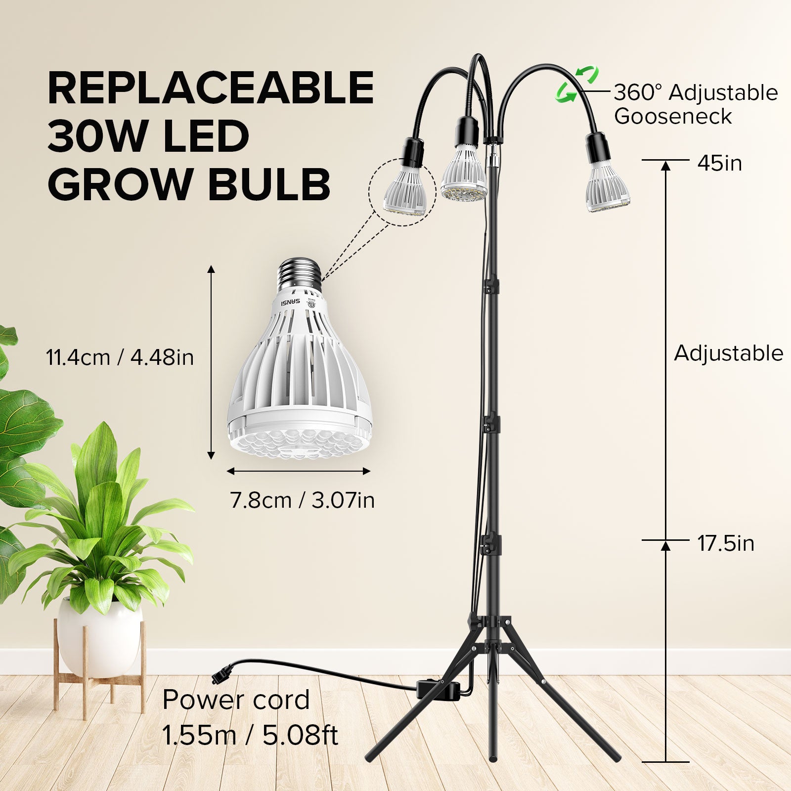 90W 120W Grow Light with Adjustable Tripod Stand US ONLY