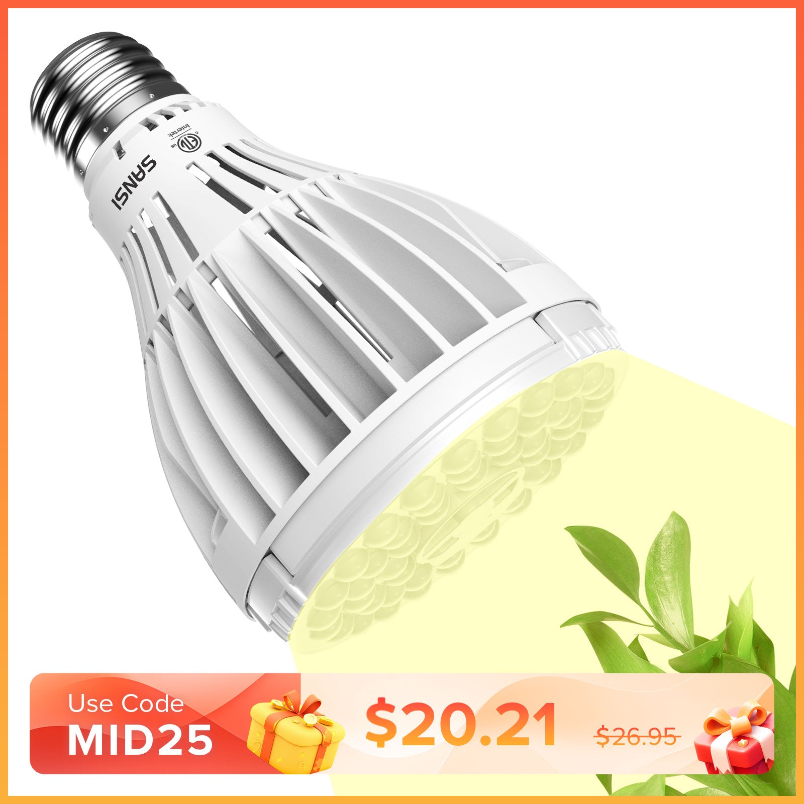 PAR25 24W LED Grow Light Bulb for Seeds and Greens(US ONLY)