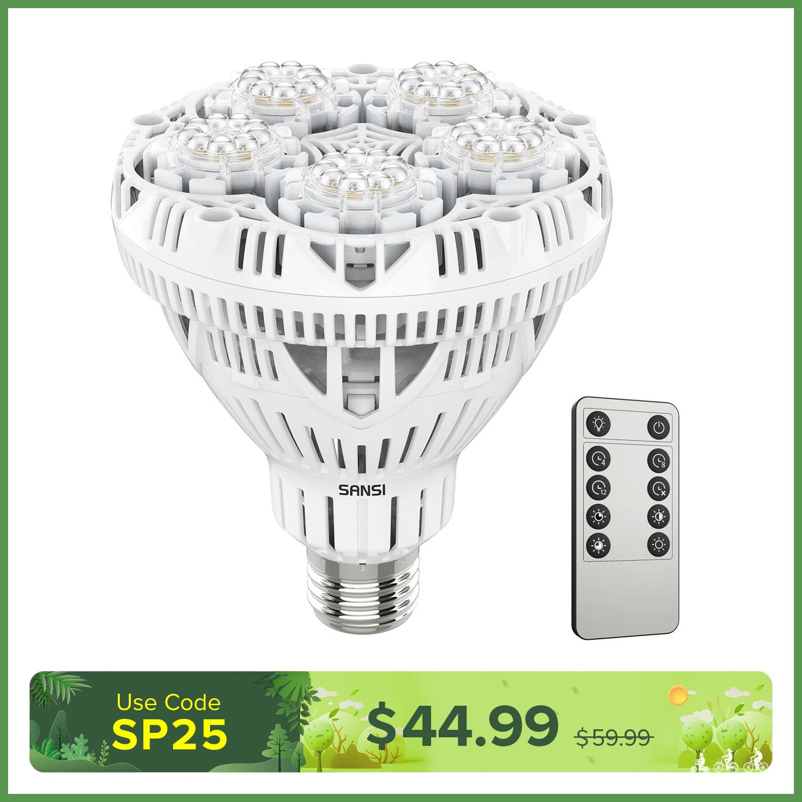 BR30 30W LED Grow Light Bulb With Remote Control (US ONLY)