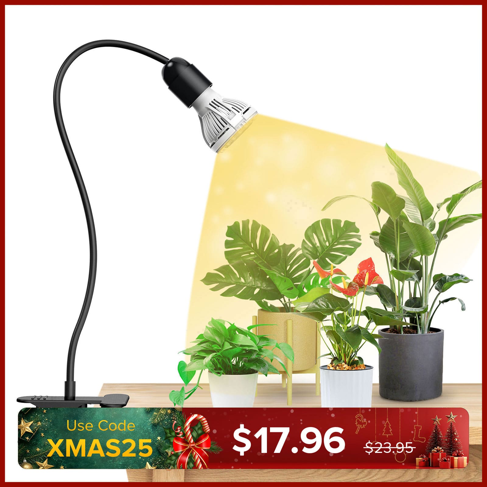 10W Adjustable 1-Head Clip-on LED Grow Light with Timer/ No Timer (US/CA ONLY)