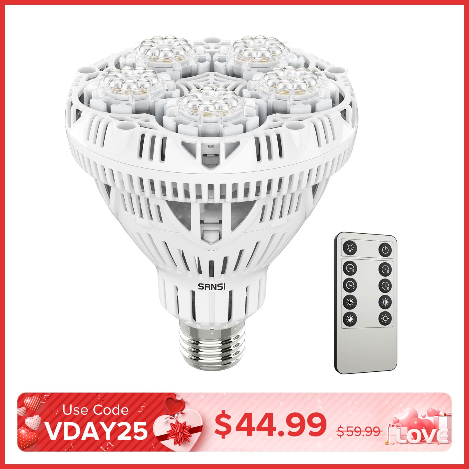 BR30 30W LED Grow Light Bulb With Remote Control (US ONLY)