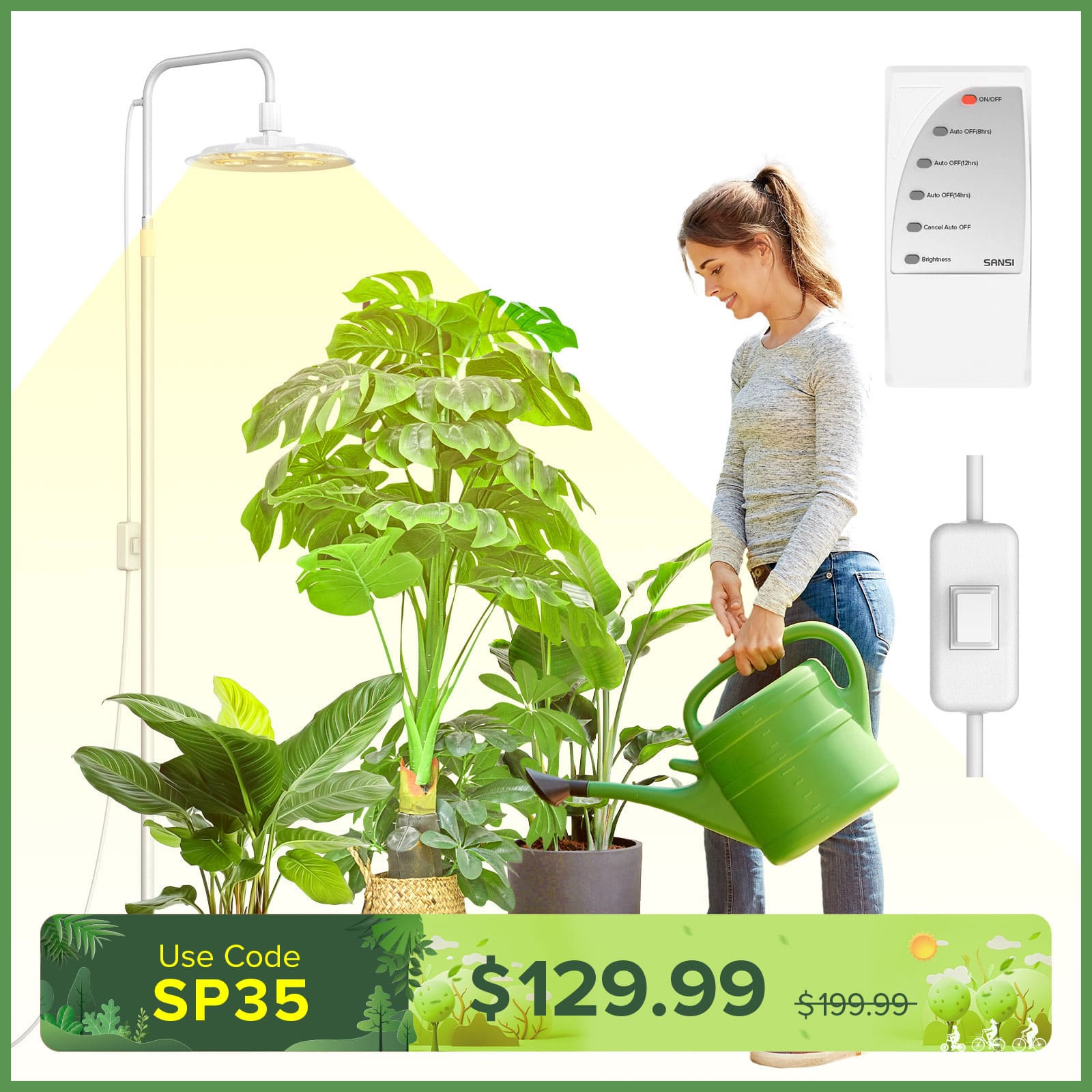 SANSI Tall Standing Grow Light With Remote Control (US ONLY)