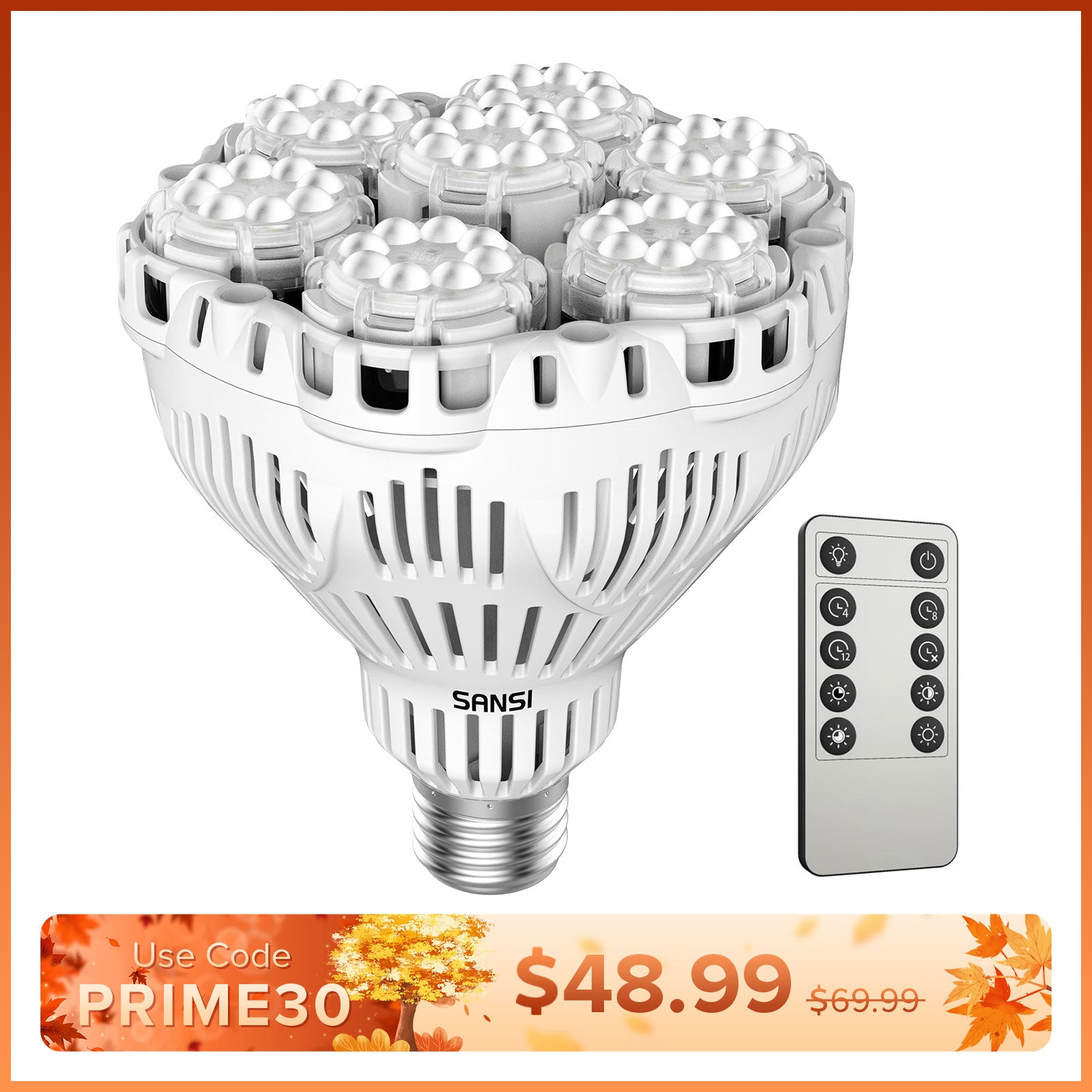 BR30 40W LED Grow Light Bulb With Remote Control (US ONLY)