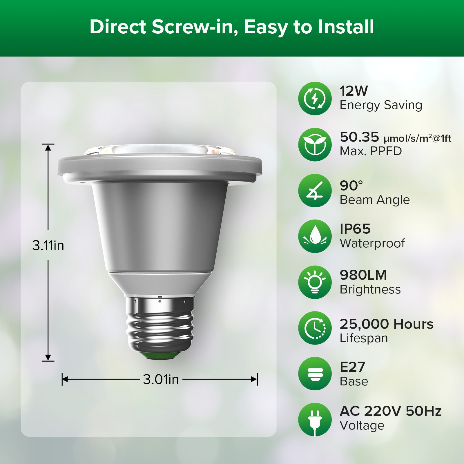 BR20 12W LED Grow Light Bulb （EU&US ONLY）