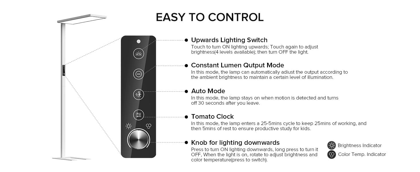 130W LED Floor Lamp, easy to control with a remote.