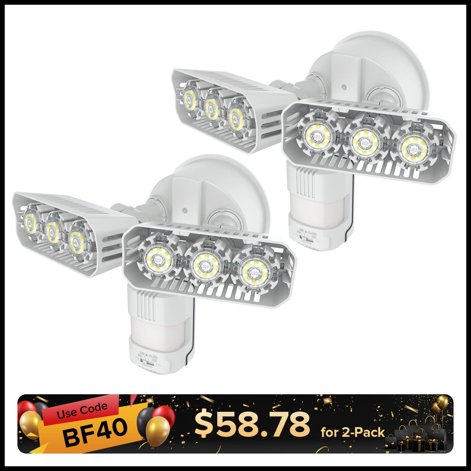 27W LED Security Light (Dusk to Dawn & Motion Sensor)(2-Pack Bundle)