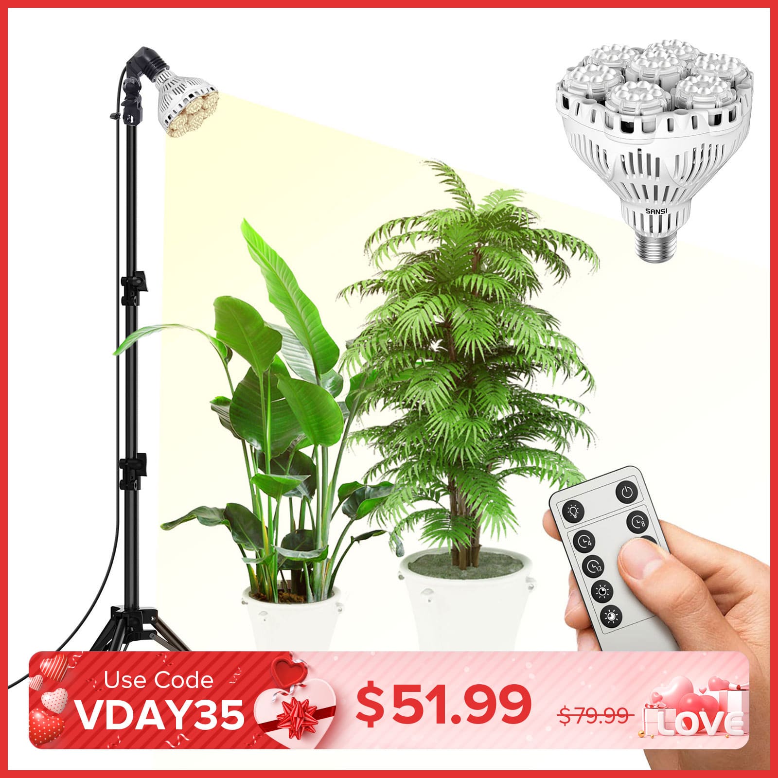 BR30 40W Adjustable Tripod Stand Grow Light with Remote Control (US ONLY)