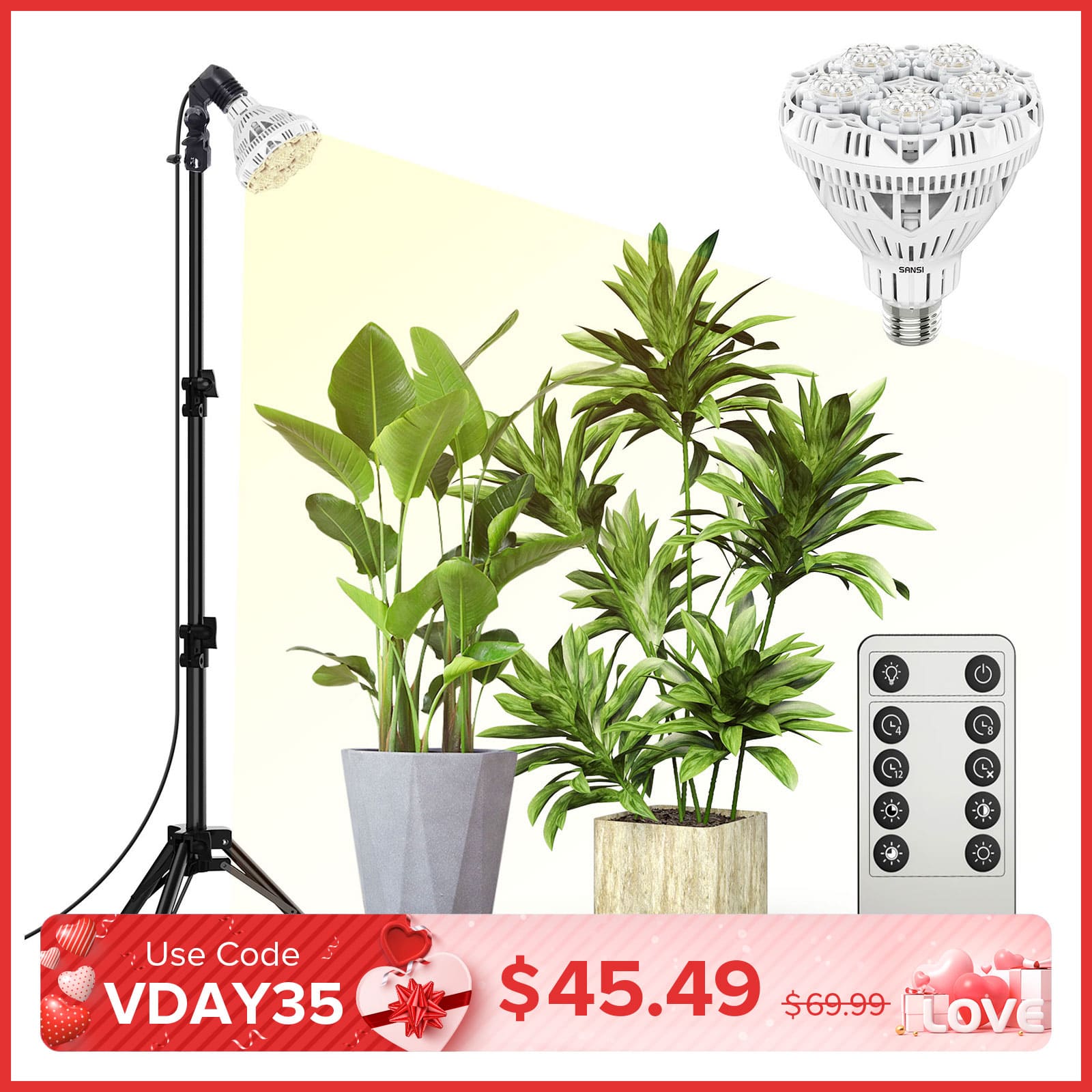 BR30 30W Adjustable Tripod Stand Grow Light with Remote Control (US ONLY)