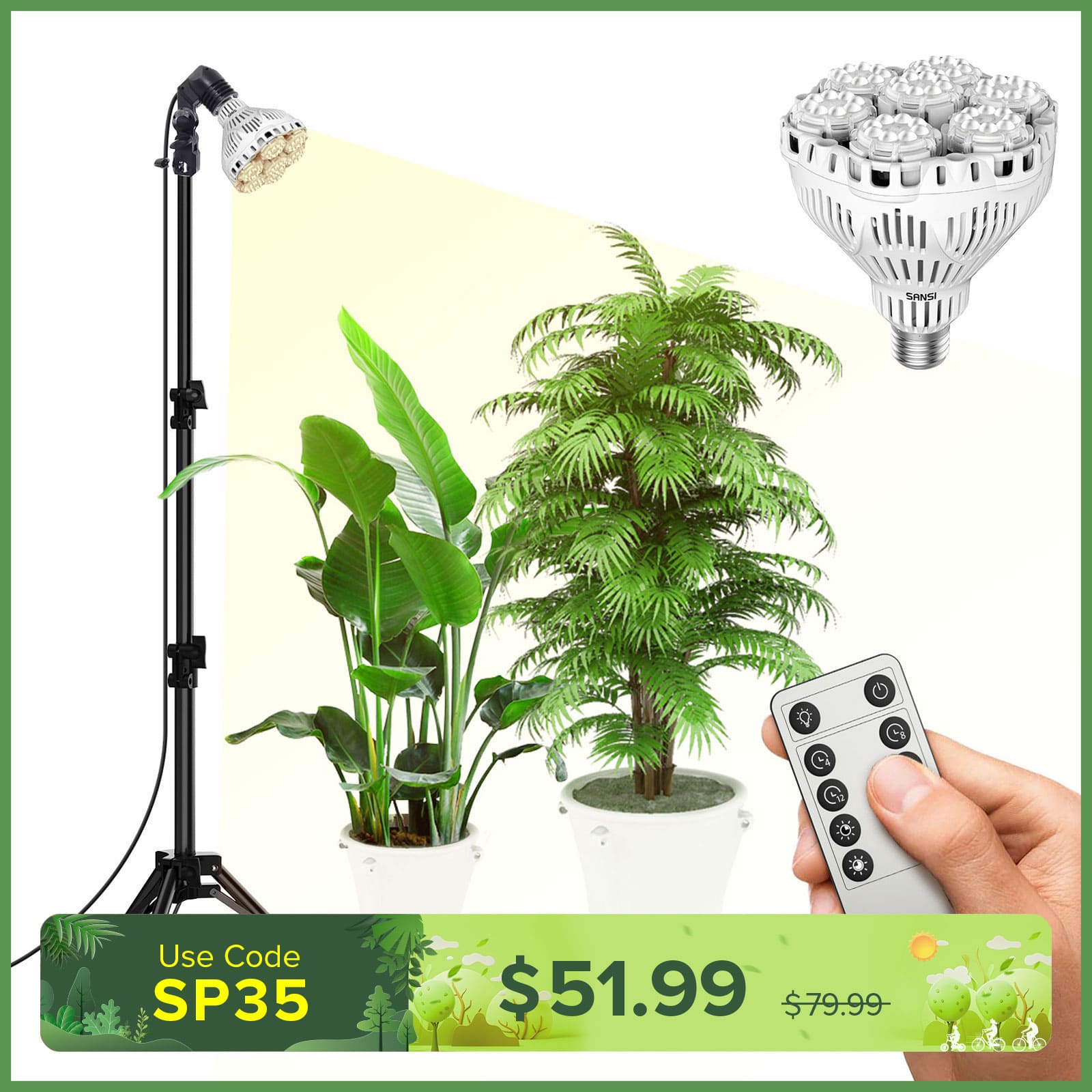 BR30 40W Adjustable Tripod Stand Grow Light with Remote Control (US ONLY)