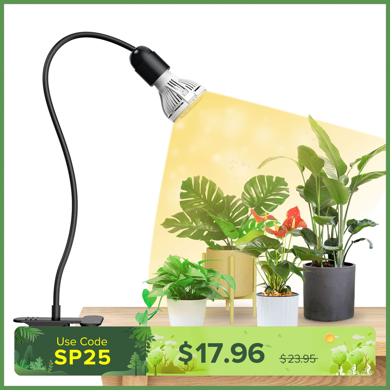 10W Adjustable 1-Head Clip-on LED Grow Light with Timer/ No Timer (US/CA ONLY)