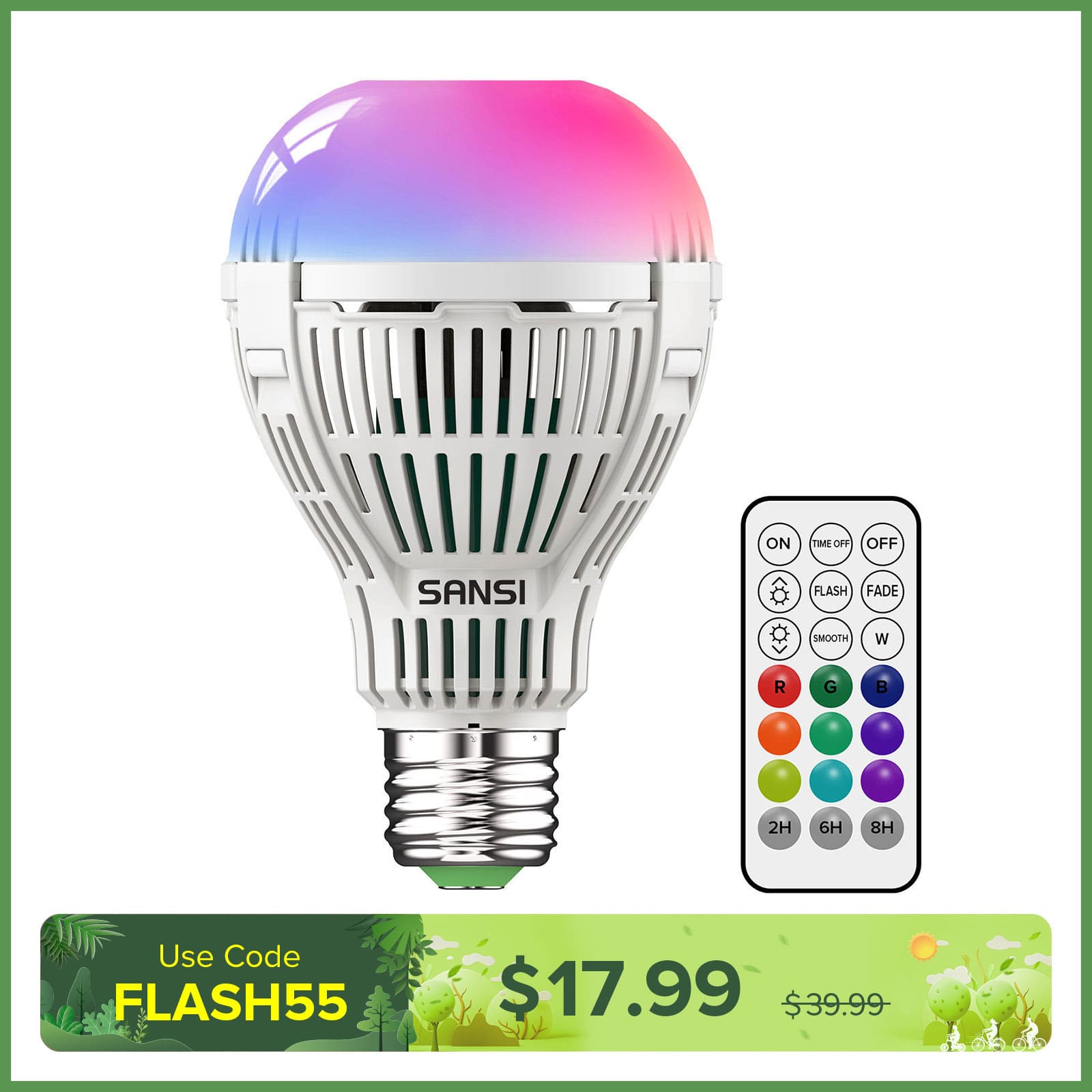 A21 18W RGB LED Light Bulb with Remote Control (US ONLY)