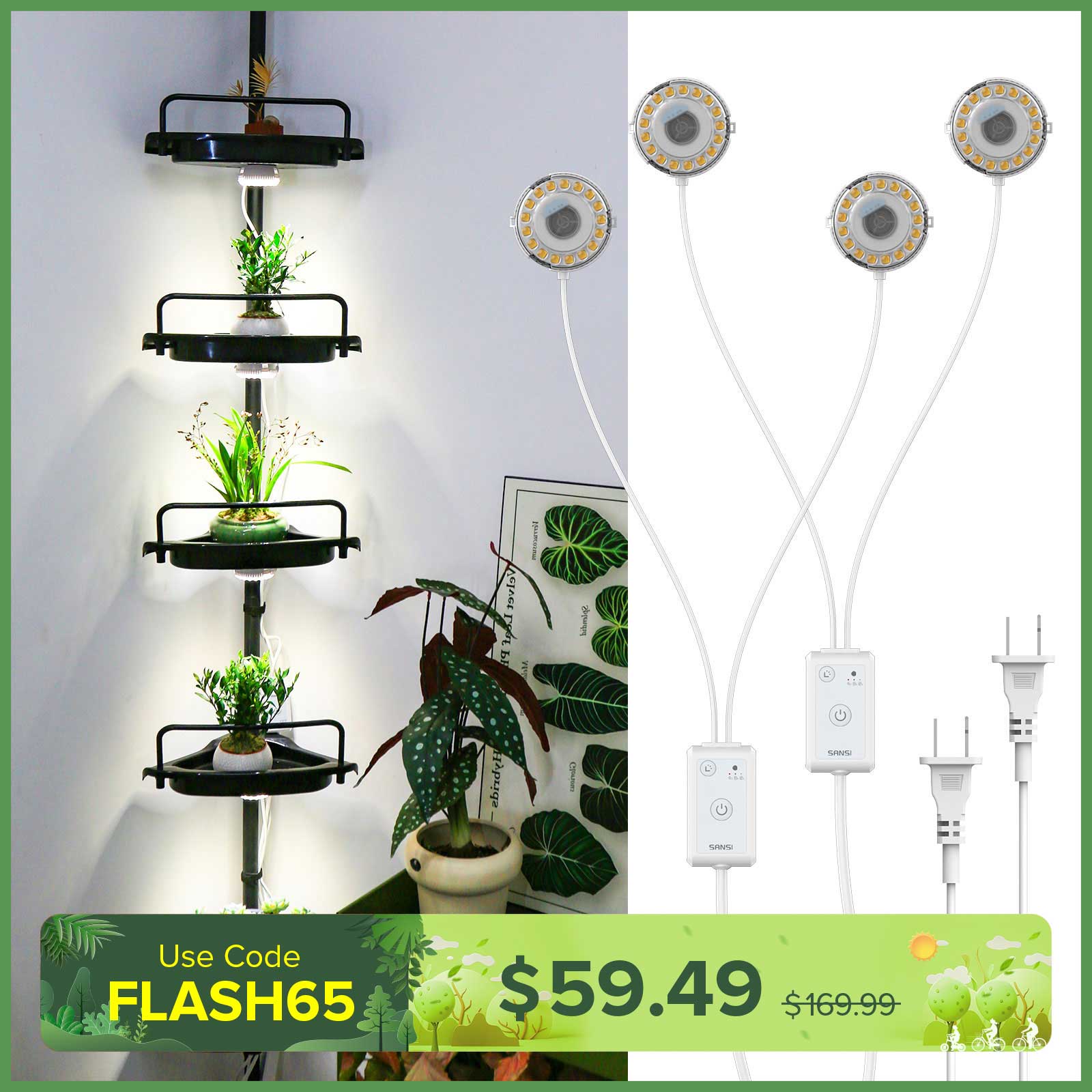 SANSI 20W LED Puck Grow Light with Shelf (US ONLY)