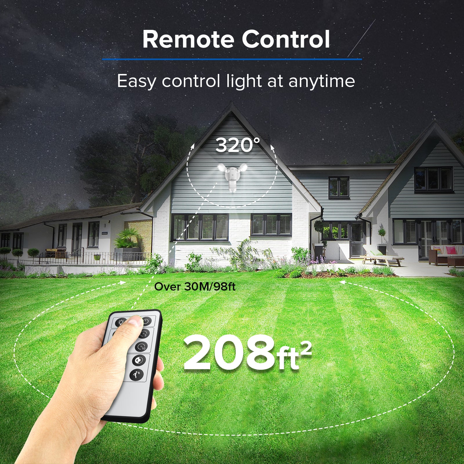 25W Motion Sensor Outdoor Security Lights with Remote (US ONLY)