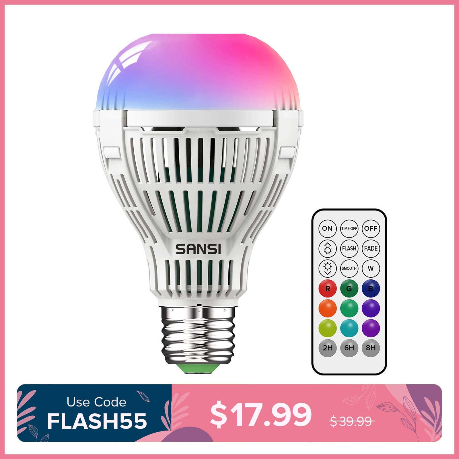 A21 18W RGB LED Light Bulb with Remote Control (US ONLY)