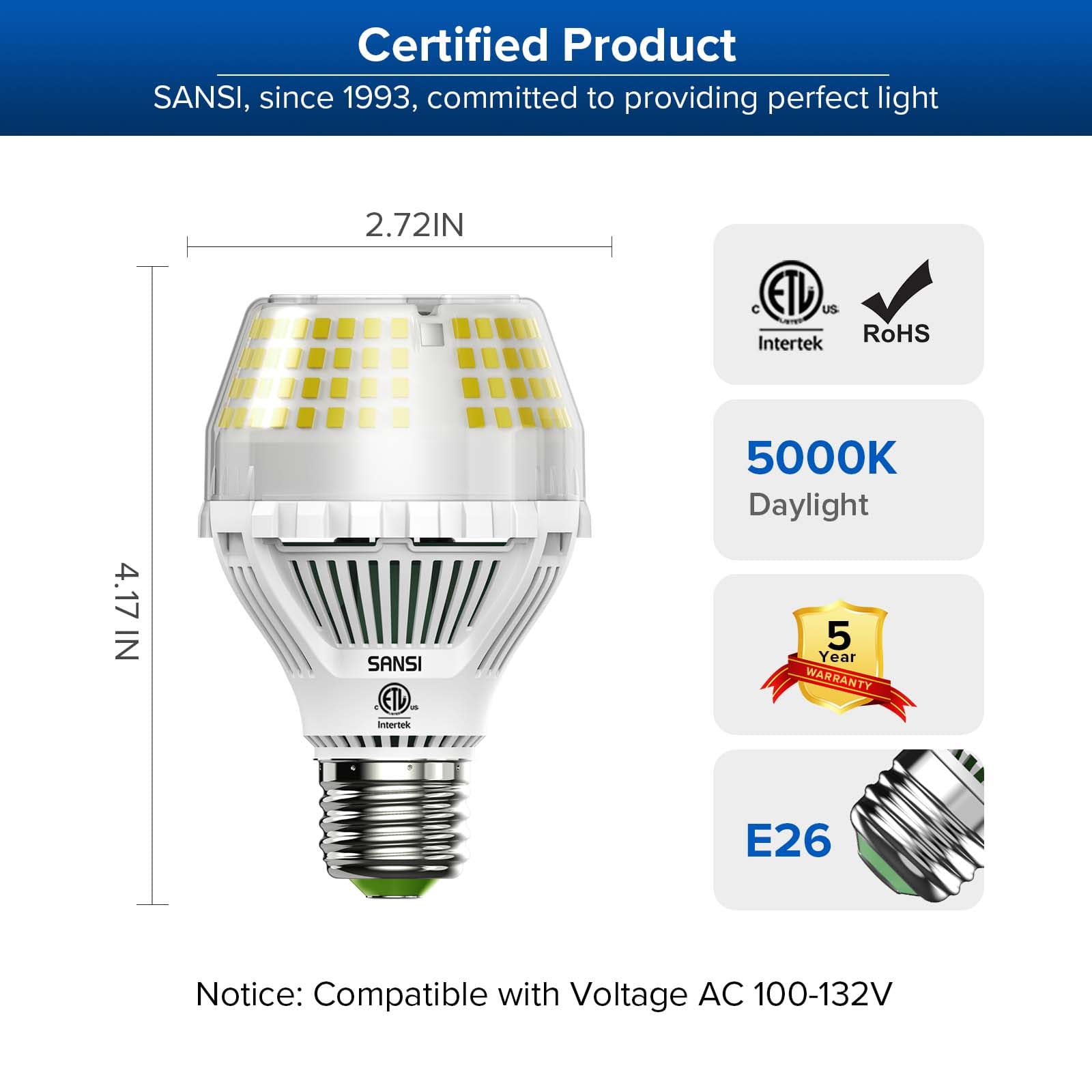 A19 35W 5000K LED Light Bulb (US ONLY)