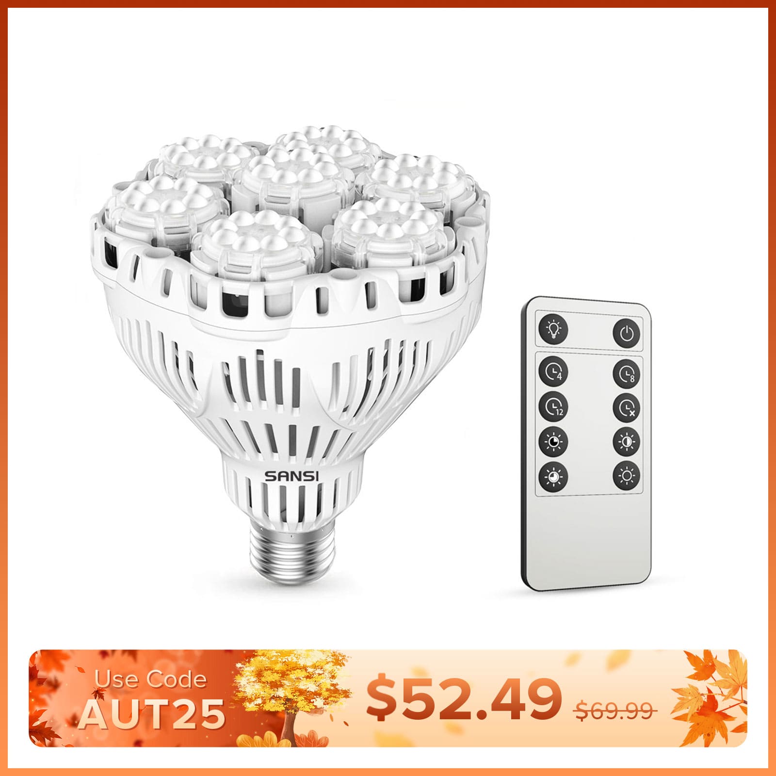 BR30 40W LED Grow Light Bulb With Remote Control (US ONLY)