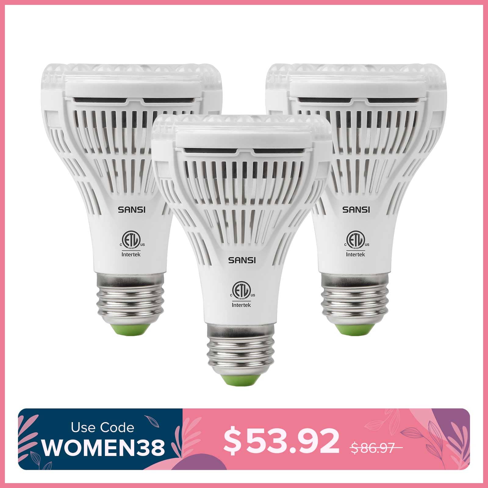 PAR25 15W LED Grow Light Bulb (3-Pack Bundle)