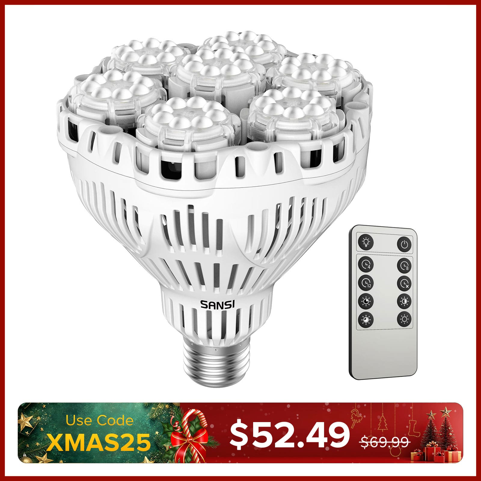 BR30 40W LED Grow Light Bulb With Remote Control (US ONLY)