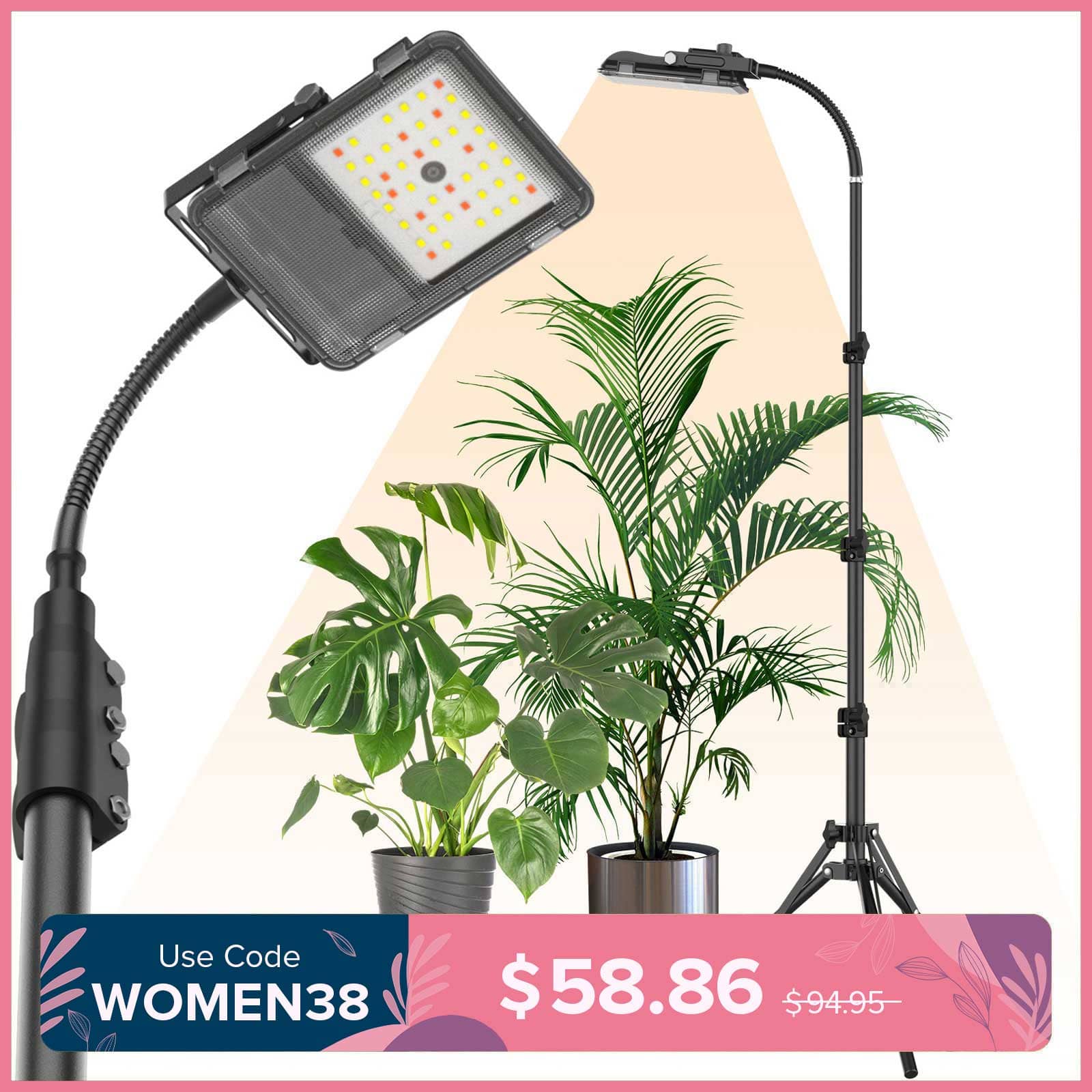 30W LED Grow Light With Tripod Stand(US ONLY) (2 Pack Bundle)