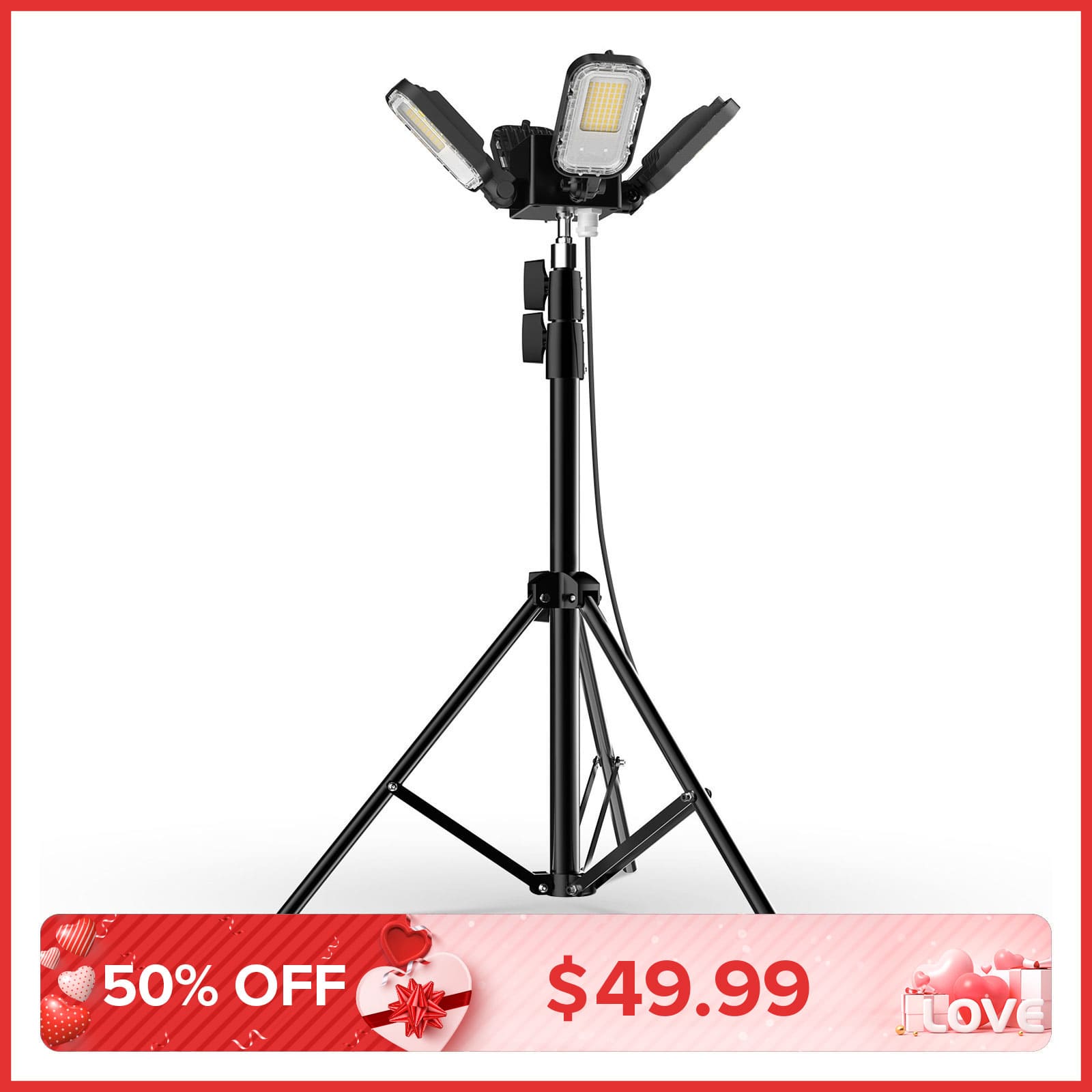 100W Adjustable 4-Head Work Light with Stand (US ONLY)