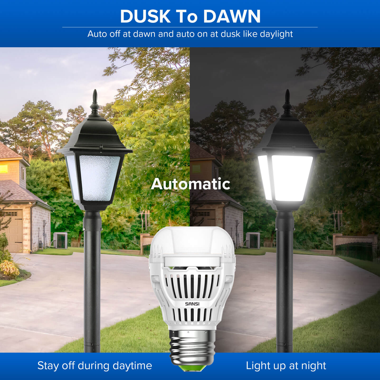 A15 8W LED Dusk to Dawn Light Bulb US CA ONLY