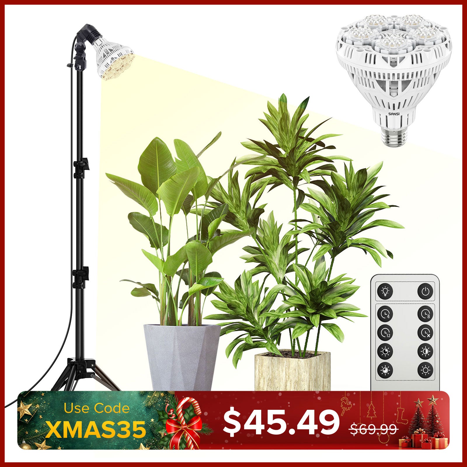 BR30 30W Adjustable Tripod Stand Grow Light with Remote Control (US ONLY)