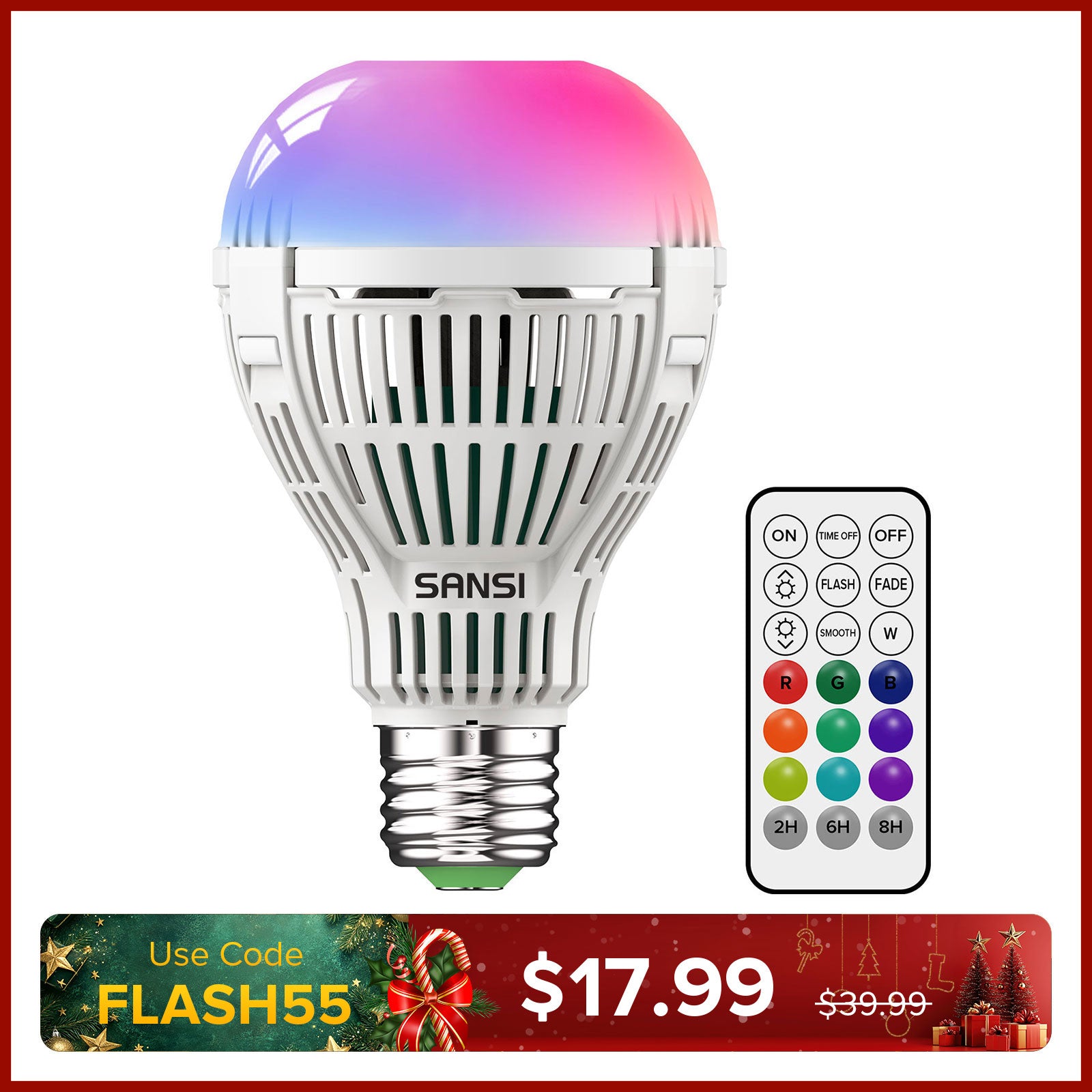 A21 18W RGB LED Light Bulb with Remote Control (US ONLY)