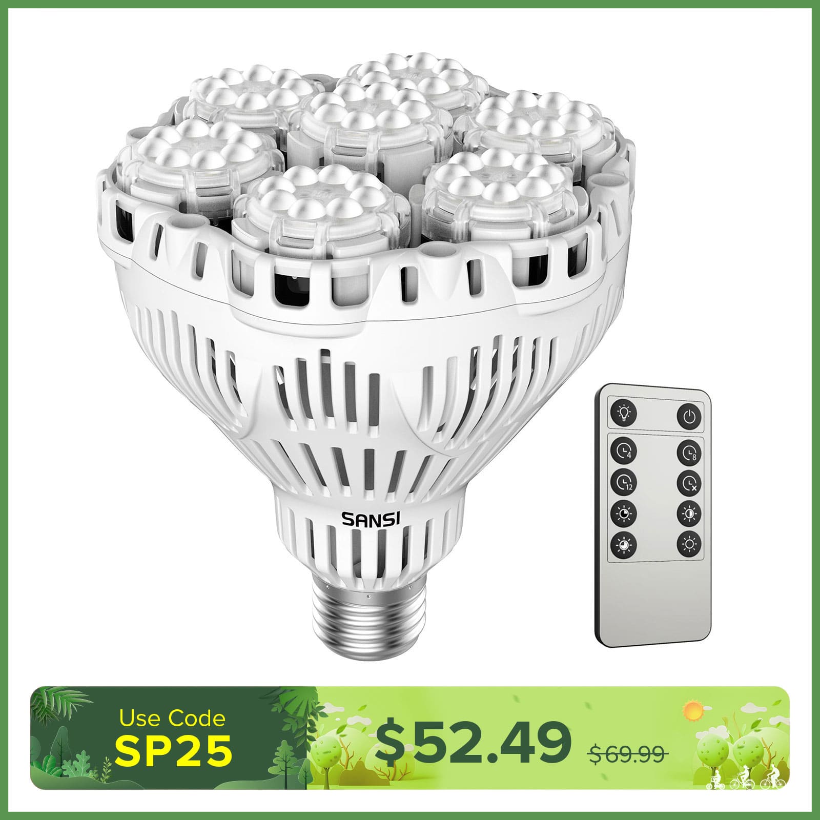 BR30 40W LED Grow Light Bulb With Remote Control (US ONLY)