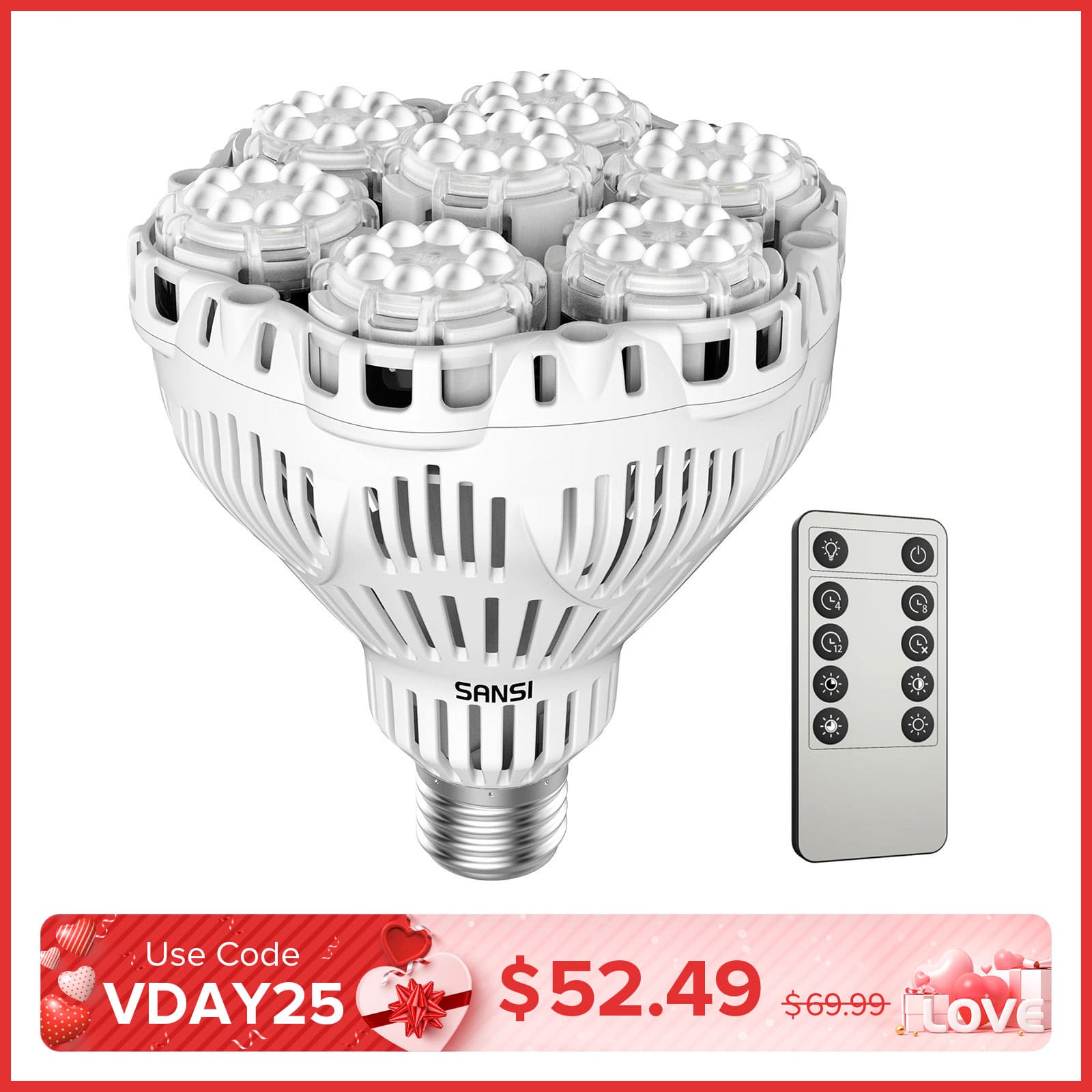 BR30 40W LED Grow Light Bulb With Remote Control (US ONLY)