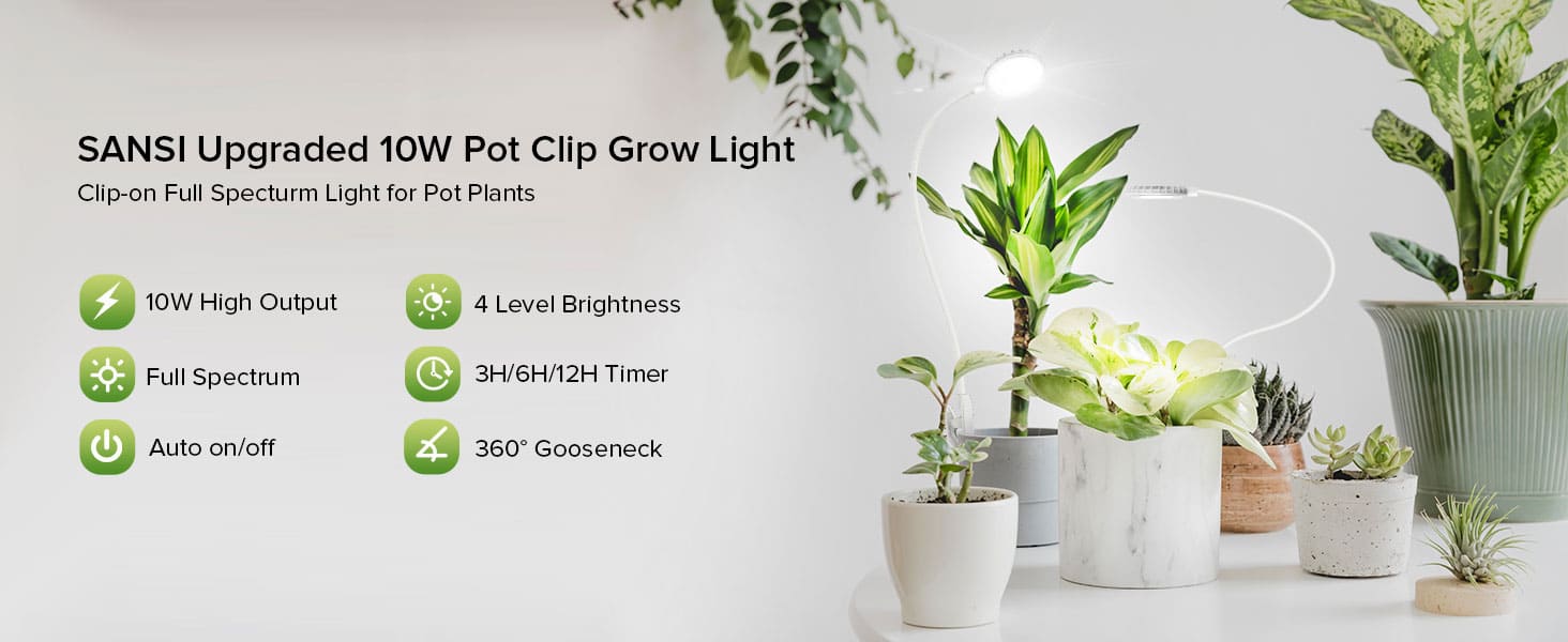 SANSl Upgraded 10W Pot Clip Grow Light.