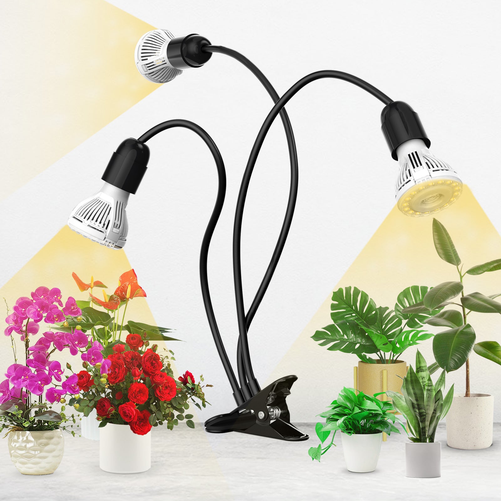 30W Adjustable 3 Head Clip on LED Grow Light US CA ONLY