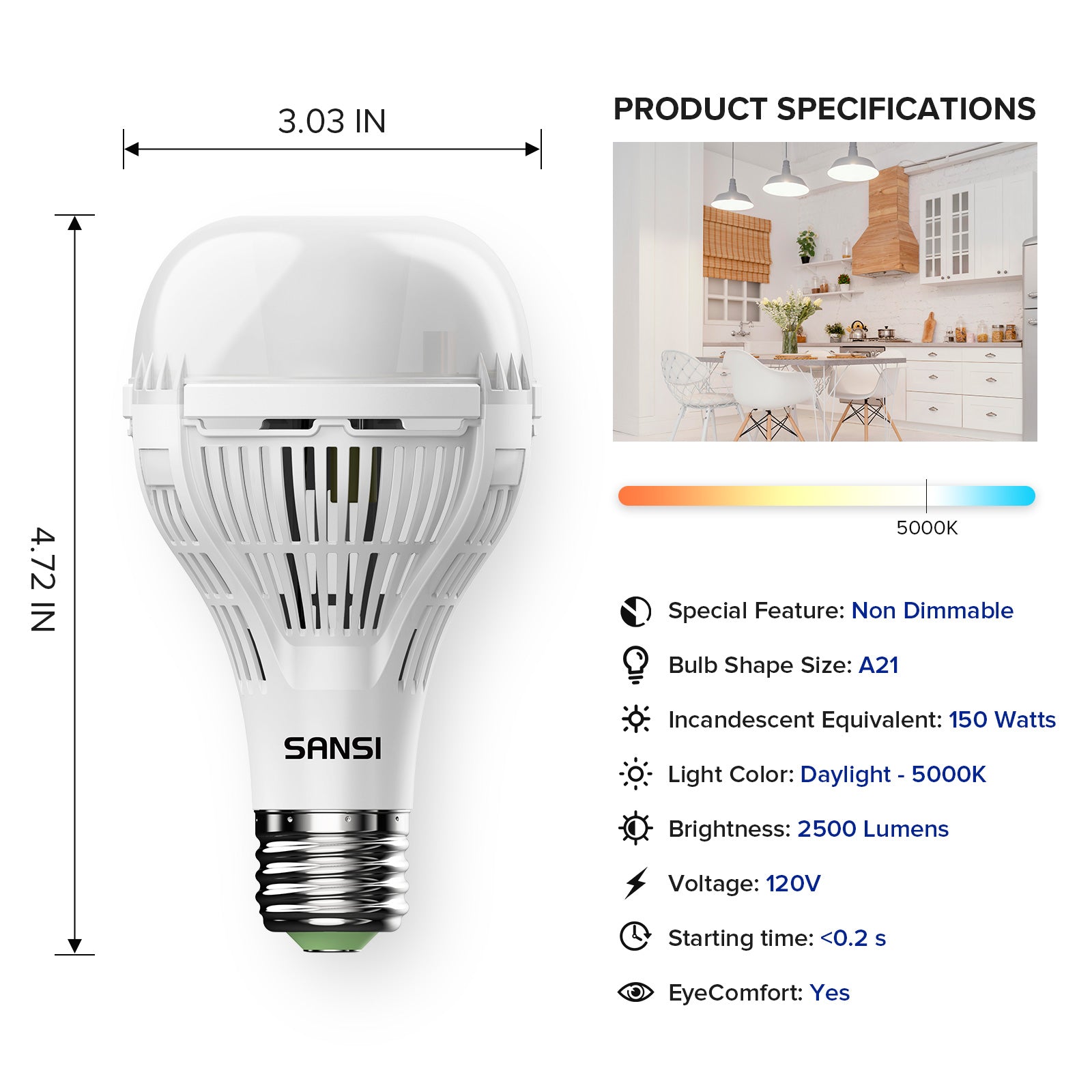 Upgraded A21 18W LED Light Bulb US ONLY