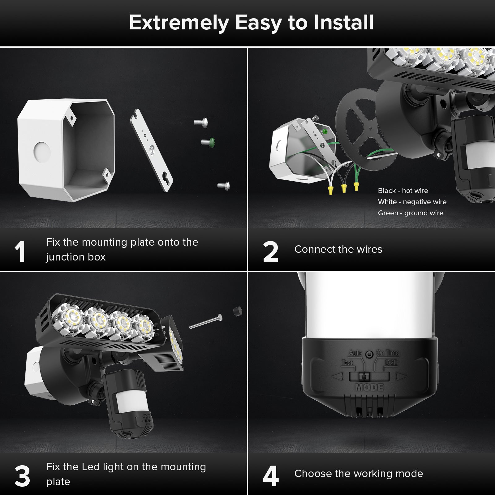 Rectangle 36W LED Security Light Dusk to Dawn Motion Sensor